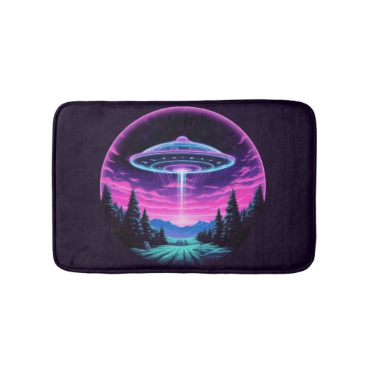 Alien Spaceship Retro Futuristic Badematte (Vorderseite)