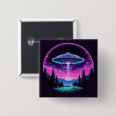 Alien Spaceship Retro Futuristic Button (Vorne & Hinten)