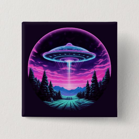 Alien Spaceship Retro Futuristic Button (Vorderseite)