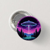 Alien Spaceship Retro Futuristic Button (Vorne & Hinten)