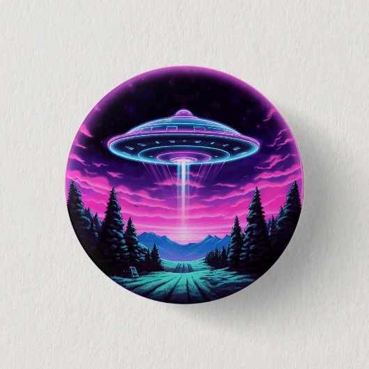 Alien Spaceship Retro Futuristic Button (Vorderseite)