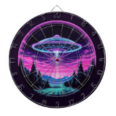 Alien Spaceship Retro Futuristic Dartscheibe (vorne)