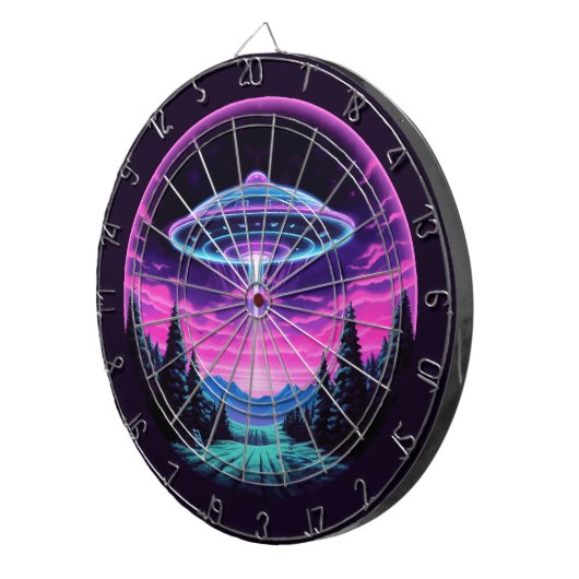 Alien Spaceship Retro Futuristic Dartscheibe (Vorderseite rechts)