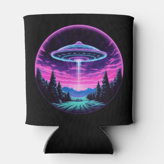 Alien Spaceship Retro Futuristic Dosenkühler (Rückseite)