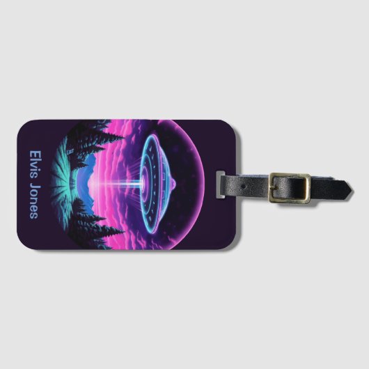 Alien Spaceship Retro Futuristic Gepäckanhänger (Vorderseite (Horizontal))