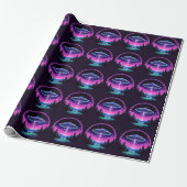 Alien Spaceship Retro Futuristic Geschenkpapier (Ungerollt)