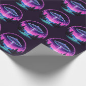 Alien Spaceship Retro Futuristic Geschenkpapier (Ecke)