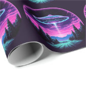 Alien Spaceship Retro Futuristic Geschenkpapier (Rolleneckpunkt)
