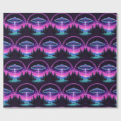 Alien Spaceship Retro Futuristic Geschenkpapier (Flach)