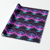 Alien Spaceship Retro Futuristic Geschenkpapier (Ungerollt)