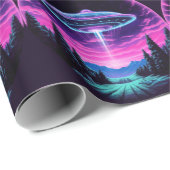 Alien Spaceship Retro Futuristic Geschenkpapier (Rolleneckpunkt)