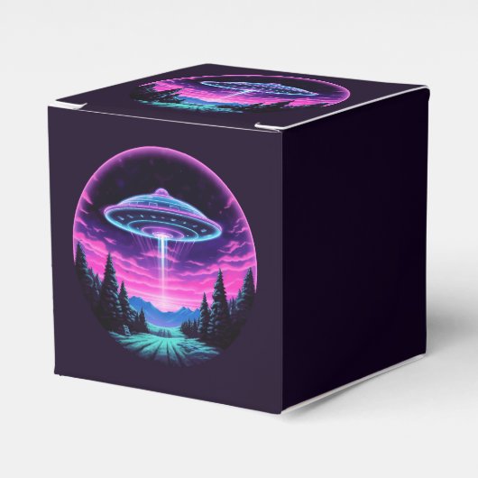 Alien Spaceship Retro Futuristic Geschenkschachtel (Vorderseite)