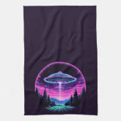 Alien Spaceship Retro Futuristic Geschirrtuch (Vertikal)