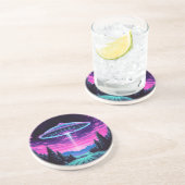 Alien Spaceship Retro Futuristic Getränkeuntersetzer (Seite)