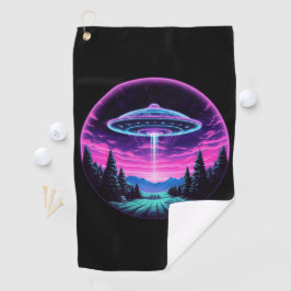 Alien Spaceship Retro Futuristic Golfhandtuch