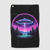 Alien Spaceship Retro Futuristic Golfhandtuch (Vorderseite)