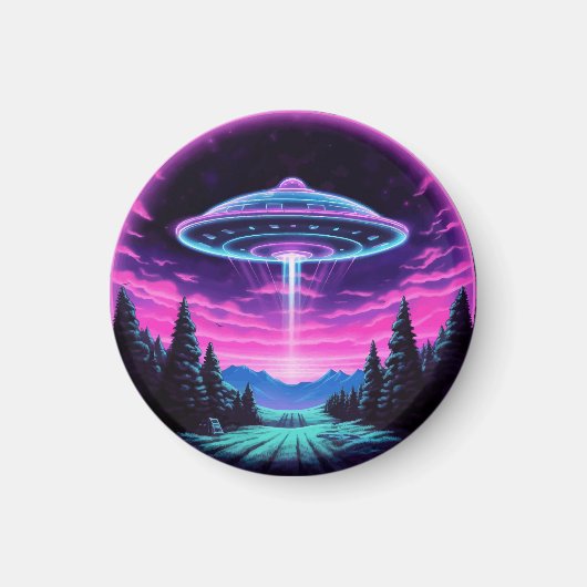 Alien Spaceship Retro Futuristic Magnet (Vorne)