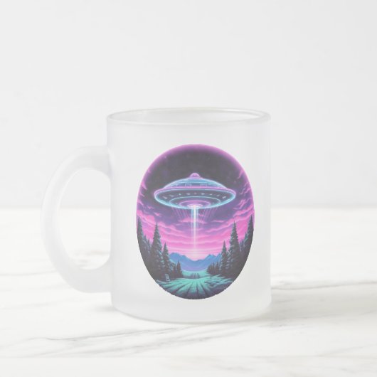 Alien Spaceship Retro Futuristic Mattglastasse (Links)
