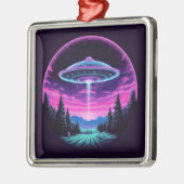 Alien Spaceship Retro Futuristic Ornament Aus Metall (Links)