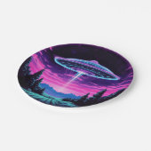 Alien Spaceship Retro Futuristic Pappteller (Schrägansicht)