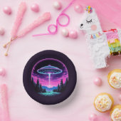 Alien Spaceship Retro Futuristic Pappteller (Party)
