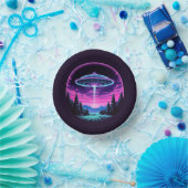 Alien Spaceship Retro Futuristic Pappteller (Party)