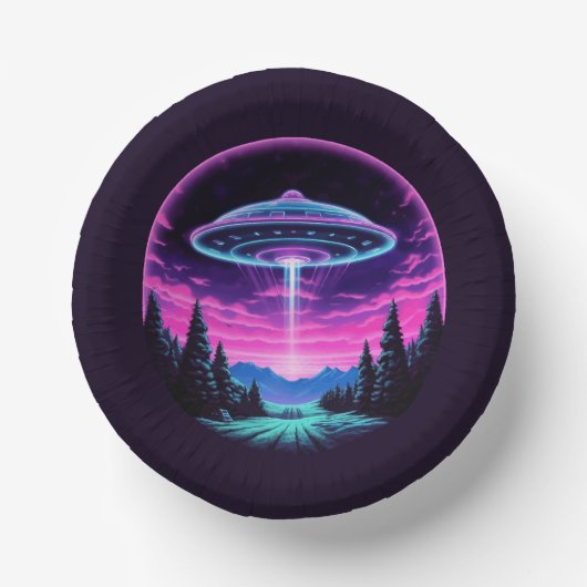 Alien Spaceship Retro Futuristic Pappteller (Vorderseite)