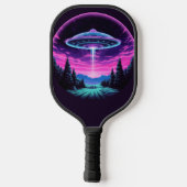 Alien Spaceship Retro Futuristic Pickleball Schläger (Rückseite)