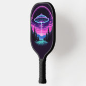 Alien Spaceship Retro Futuristic Pickleball Schläger (Links)