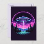 Alien Spaceship Retro Futuristic Postkarte (Vorne/Hinten)