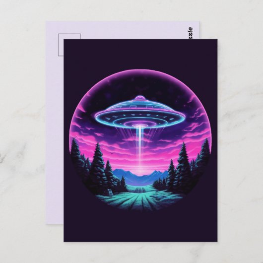 Alien Spaceship Retro Futuristic Postkarte (Vorne/Hinten)