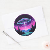 Alien Spaceship Retro Futuristic Runder Aufkleber (Umschlag)