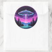 Alien Spaceship Retro Futuristic Runder Aufkleber (Tasche)