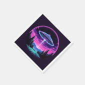 Alien Spaceship Retro Futuristic Serviette (Ecke)