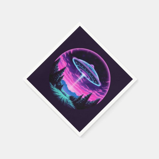 Alien Spaceship Retro Futuristic Serviette (Ecke)