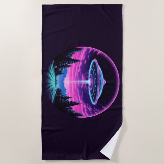 Alien Spaceship Retro Futuristic Strandtuch (Vorderseite)