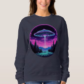 Alien Spaceship Retro Futuristic Sweatshirt (Vorderseite)