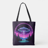 Alien Spaceship Retro Futuristic Tasche (Rückseite)
