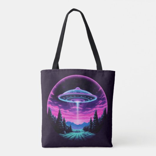 Alien Spaceship Retro Futuristic Tasche (Rückseite)