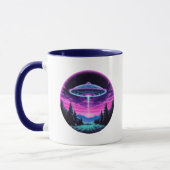 Alien Spaceship Retro Futuristic Tasse (Links)