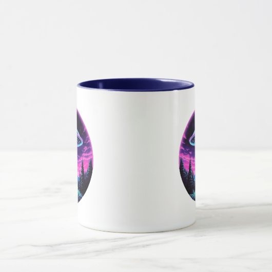 Alien Spaceship Retro Futuristic Tasse (Zentrum)
