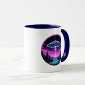 Alien Spaceship Retro Futuristic Tasse (VorderseiteRechts)