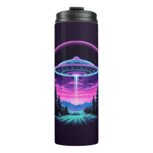 Alien Spaceship Retro Futuristic Thermosbecher
