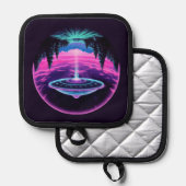 Alien Spaceship Retro Futuristic Topflappen (Vorderseite/Rückseite)