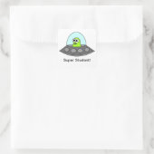 Alien Spaceship Super Student Square Quadratischer Aufkleber (Tasche)