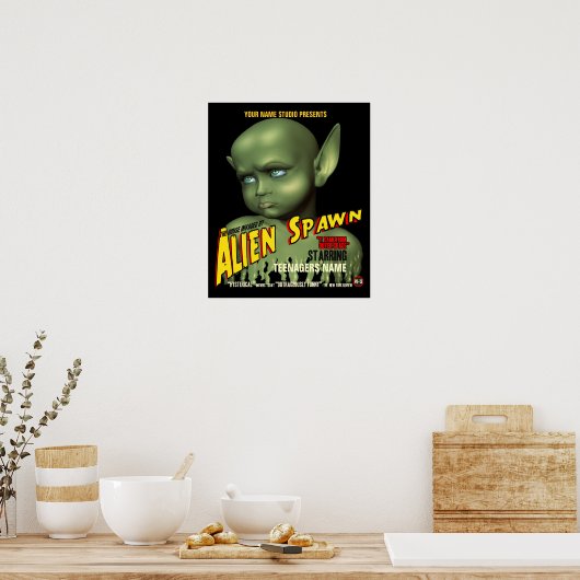 Alien Spawn B-Movie Customizable Poster (Küche)
