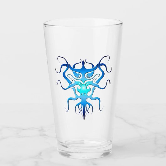 Alien Species Tribal Tattoo Design - blaues Glas (Vorderseite)