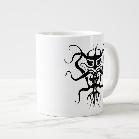 Alien Species Tribal Tattoo Design - schwarz Jumbo-Tasse (Vorderseite Rechts)