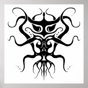 Alien Species Tribal Tattoo Design - schwarz Poster