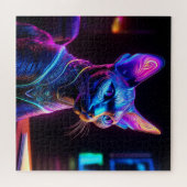 Alien Sphinx Katze sitzt auf dem Kapitänsstuhl Puzzle (Horizontal)